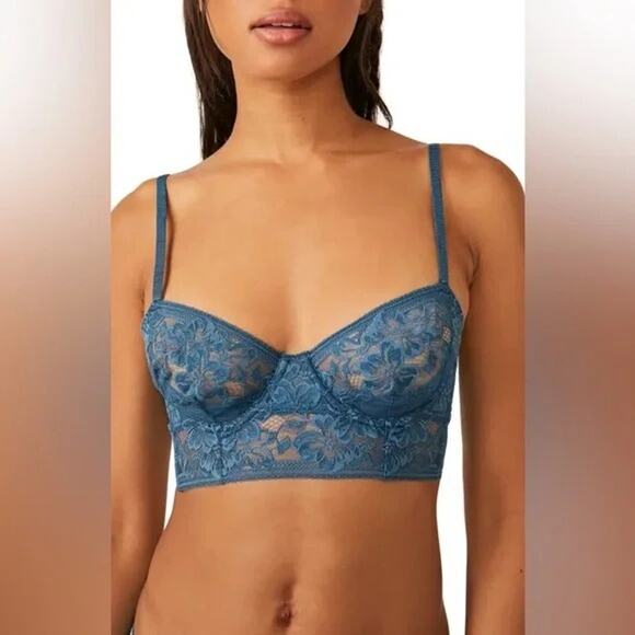 NWT FREE PEOPLE x Intimately FP Sorento Demi Longline Sz 34A Night Swim - Picture 4 of 11